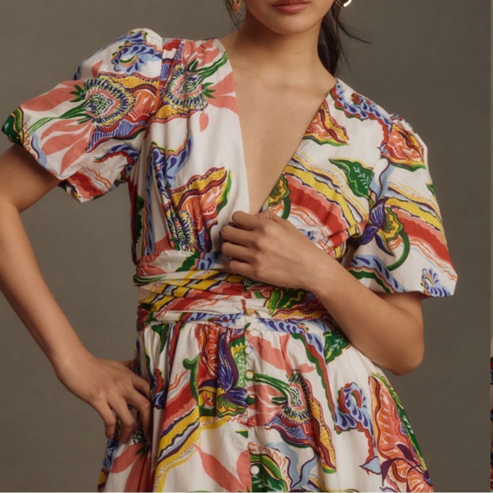 By Anthropologie The Katerina Printed Button Front MIDI Dress - Picture 3 of 6